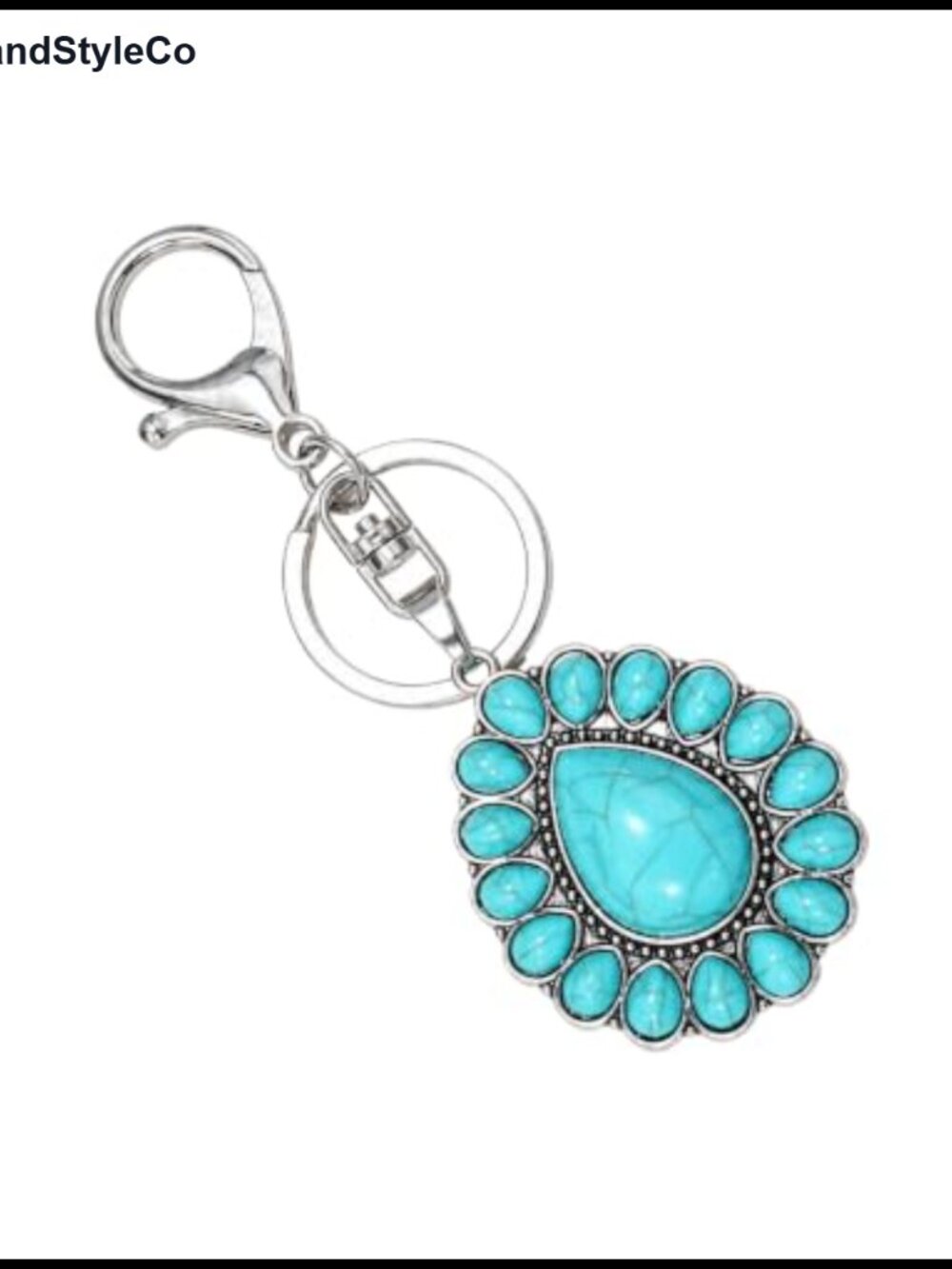 Boho Western Keychain Bag Charm Alloy Turquoise Purse Car Accessory